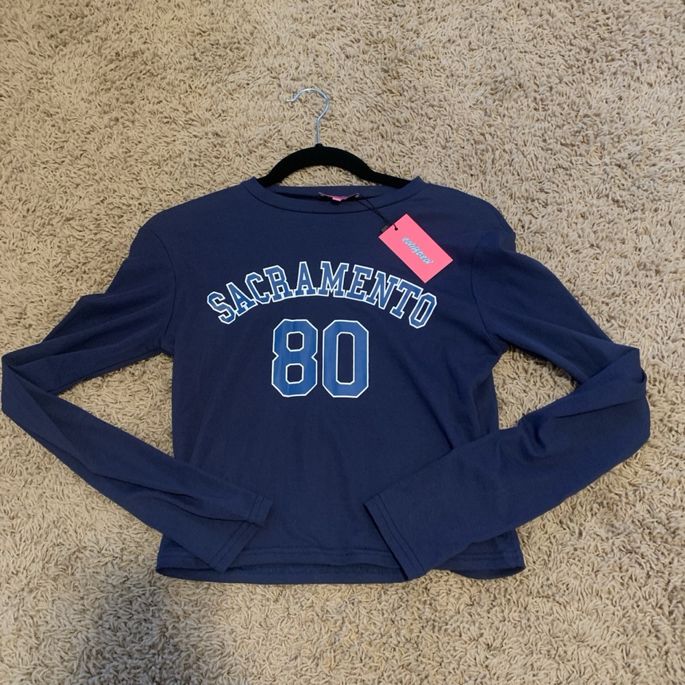 Edikted cropped navy long sleeve
